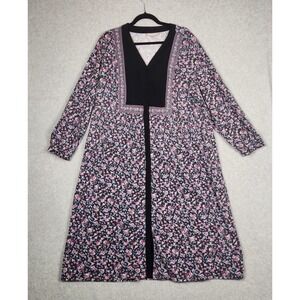 Woman Within Dress Womens 22W Floral Button Front Boho Maxi Long Sleeve‎ Gown